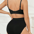 Conjunto de brasier y panty simple y recogido de unicolor para dama