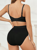 Conjunto de brasier y panty simple y recogido de unicolor para dama