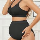 Conjunto de brasier y panty simple y recogido de unicolor para dama