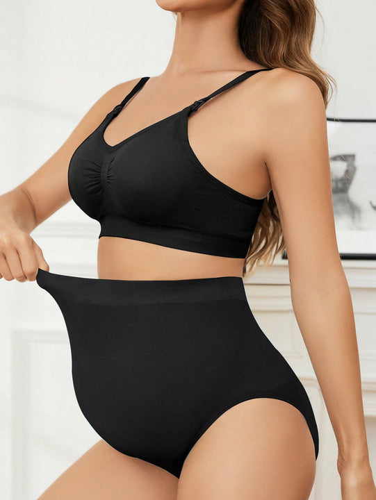 Conjunto de brasier y panty simple y recogido de unicolor para dama