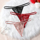 Set de 3 piezas de pantis de encaje transparente con diseno de lazo sexy para mujer