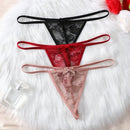 Set de 3 piezas de pantis de encaje transparente con diseno de lazo sexy para mujer