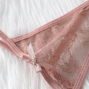 Set de 3 piezas de pantis de encaje transparente con diseno de lazo sexy para mujer