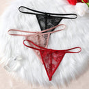 Set de 3 piezas de pantis de encaje transparente con diseno de lazo sexy para mujer