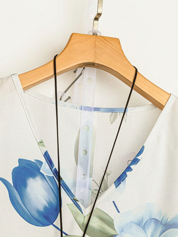 EMERY ROSE Camisa casual de mujer con estampado floral y cuello en V