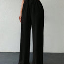 Tall pantalones informales para mujeres altas de unicolor con nudo de cottonline