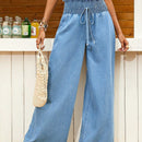 VCAY Pantalones Jeans anchos y de pierna ancha, de cintura alta y sueltos, casuales, para mujeres de color azul