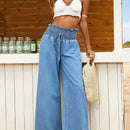 VCAY Pantalones Jeans anchos y de pierna ancha, de cintura alta y sueltos, casuales, para mujeres de color azul