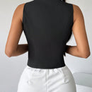 Prive Camisa sin mangas para mujer con bloques de color y cierre de botones delantero, estilo elegante para el verano