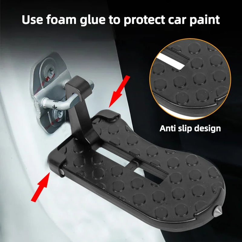 Gancho Plegable para Puerta de Coche, Escalón Multifuncional Universal con Cierre y Pedal de Aluminio para Techo del Auto - Accesorios de Seguridad