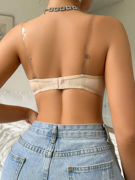 NEW Sosten sin tirantes con relleno push-up, antideslizante, transpirable, invisible, con aros, de una sola pieza, adecuado para senos pequenos y grandes