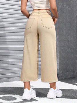 Pantalones Jeans amplios de cintura alta y corte holgado con bolsillos para mujer, adecuados para uso informal