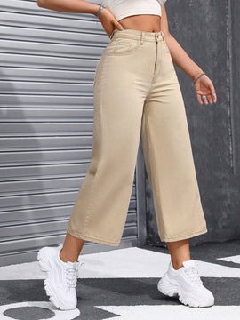 Pantalones Jeans amplios de cintura alta y corte holgado con bolsillos para mujer, adecuados para uso informal