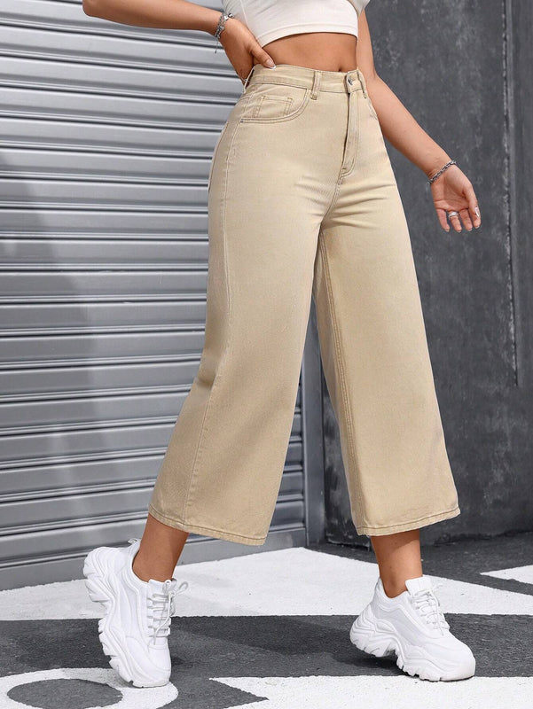 Pantalones Jeans amplios de cintura alta y corte holgado con bolsillos para mujer, adecuados para uso informal
