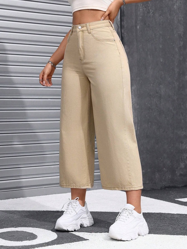 Pantalones Jeans amplios de cintura alta y corte holgado con bolsillos para mujer, adecuados para uso informal