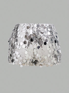 EZwear Shorts super mini plateados brillantes para festivales de musica