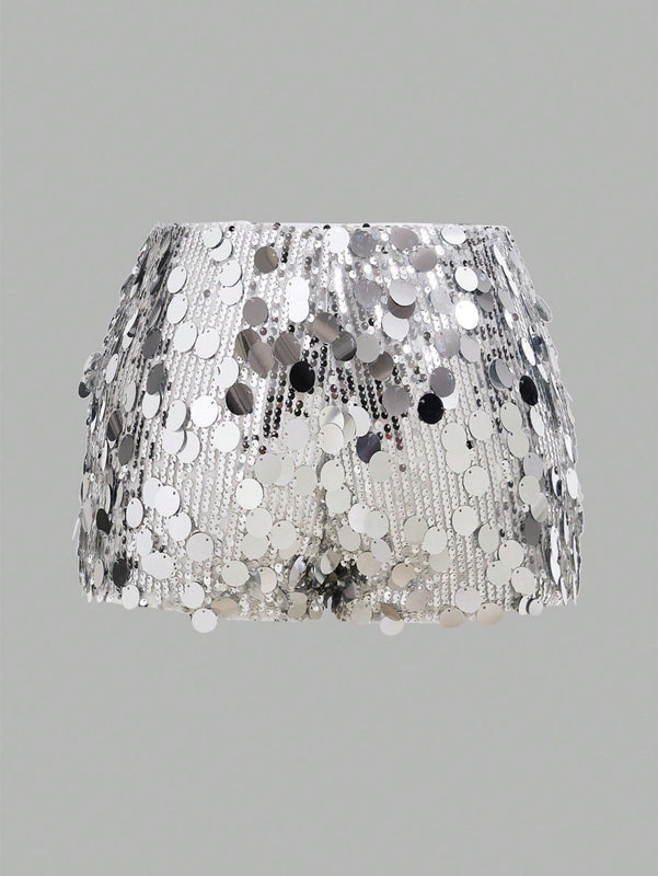 EZwear Shorts super mini plateados brillantes para festivales de musica