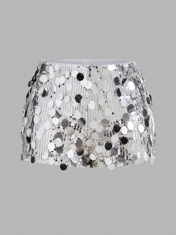 EZwear Shorts super mini plateados brillantes para festivales de musica