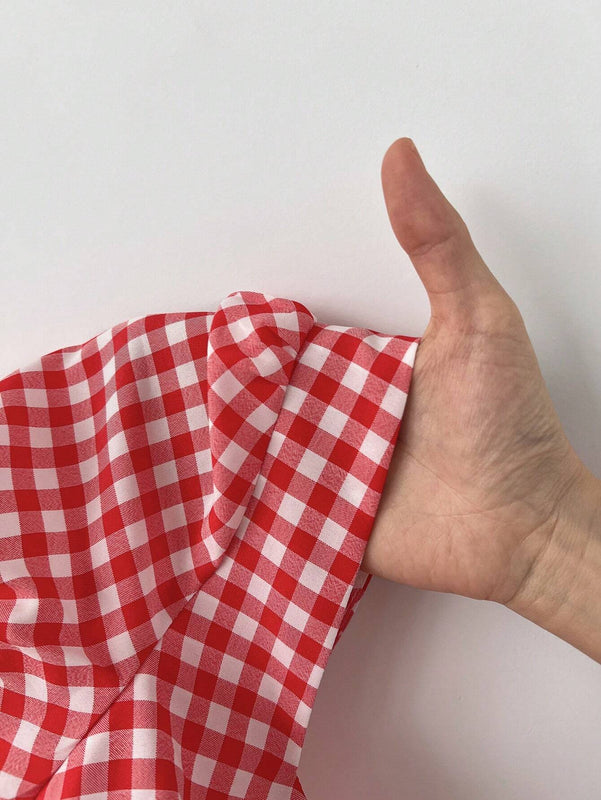 Camisa de franela a cuadros ultra corta para mujer