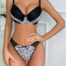 Conjunto de sosten y panty de encaje sexy para mujer