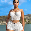 SXY Shorts ultra cortos blancos de cintura baja para mujer para el verano en la playa