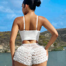 SXY Shorts ultra cortos blancos de cintura baja para mujer para el verano en la playa