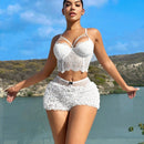 SXY Shorts ultra cortos blancos de cintura baja para mujer para el verano en la playa