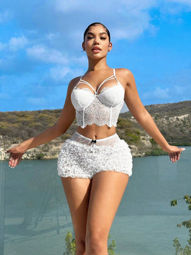 SXY Shorts ultra cortos blancos de cintura baja para mujer para el verano en la playa