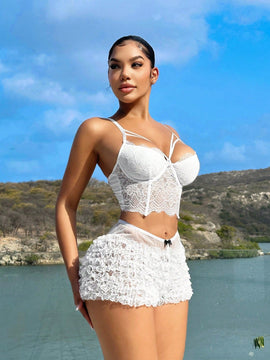 SXY Shorts ultra cortos blancos de cintura baja para mujer para el verano en la playa