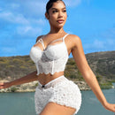 SXY Shorts ultra cortos blancos de cintura baja para mujer para el verano en la playa