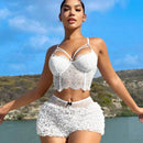 SXY Shorts ultra cortos blancos de cintura baja para mujer para el verano en la playa
