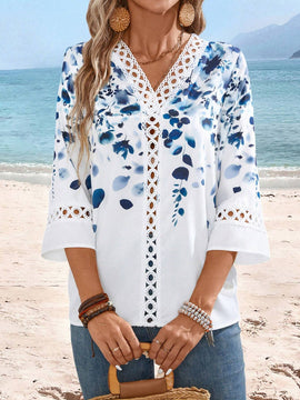 EMERY ROSE Camisa blanca casual de manga larga con estampado grafico para mujer, ropa de estilo vintage para maestras en otono