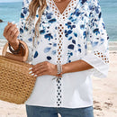 EMERY ROSE Camisa blanca casual de manga larga con estampado grafico para mujer, ropa de estilo vintage para maestras en otono