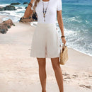 EMERY ROSE Shorts decorativos casuales de vacaciones para mujer con botones