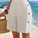 EMERY ROSE Shorts decorativos casuales de vacaciones para mujer con botones