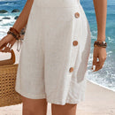 EMERY ROSE Shorts decorativos casuales de vacaciones para mujer con botones