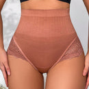 Panties de encaje con parches de cintura alta para mujer, 1 pieza