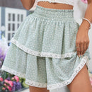 WYWH Falda midi de mujeres con parches de flores y ribete de encaje