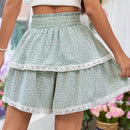 WYWH Falda midi de mujeres con parches de flores y ribete de encaje