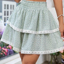 WYWH Falda midi de mujeres con parches de flores y ribete de encaje