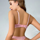 Conjunto de sujetador y bragas sexy para mujer con encaje de parche