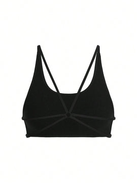 Leisure Sujetador sin acolchado con cuello en U, sin costuras, con ribete acanalado y atado en la espalda, ropa interior comoda para mujer