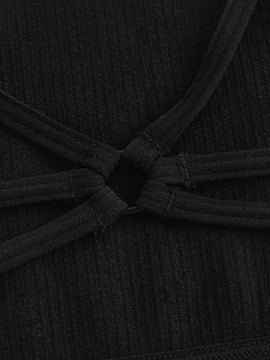 Leisure Sujetador sin acolchado con cuello en U, sin costuras, con ribete acanalado y atado en la espalda, ropa interior comoda para mujer