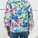 Clasi Blusa holgada de verano para mujer con estampado floral, manga acampanada y cuello en V