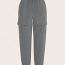 Slayr Pantalones casuales negros para mujer con pierna conica y bolsillos para uso diario