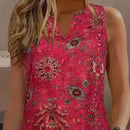 LUNE Blusa sin mangas de estilo vintage para mujer con estampado