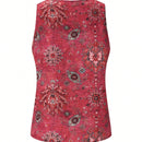 LUNE Blusa sin mangas de estilo vintage para mujer con estampado