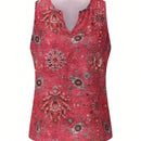 LUNE Blusa sin mangas de estilo vintage para mujer con estampado