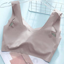 1 pieza Sujetador de belleza sin costuras para mujer, sujetador inalambrico de una pieza con copas acolchadas, sujetador para dormir/yoga/deportes, comodo y transpirable, rosa