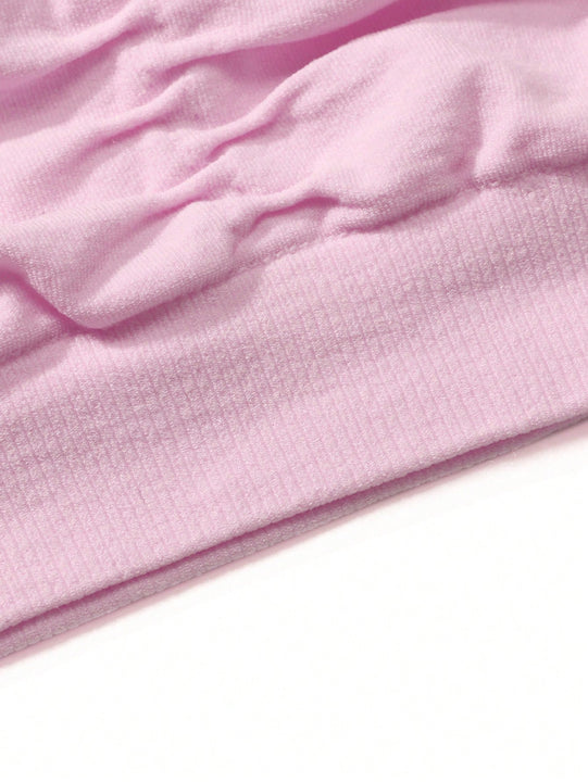 NEW Conjunto de sujetador rosa de verano comodo, delgado y transpirable con pliegues para mujer, que puede usarse como ropa exterior, ropa de dormir dulce y linda sin almohadillas